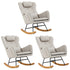 Oikiture 3x Rocking Chair Nursing Armchair Linen 2 Pillow Beige-Armchair-PEROZ Accessories