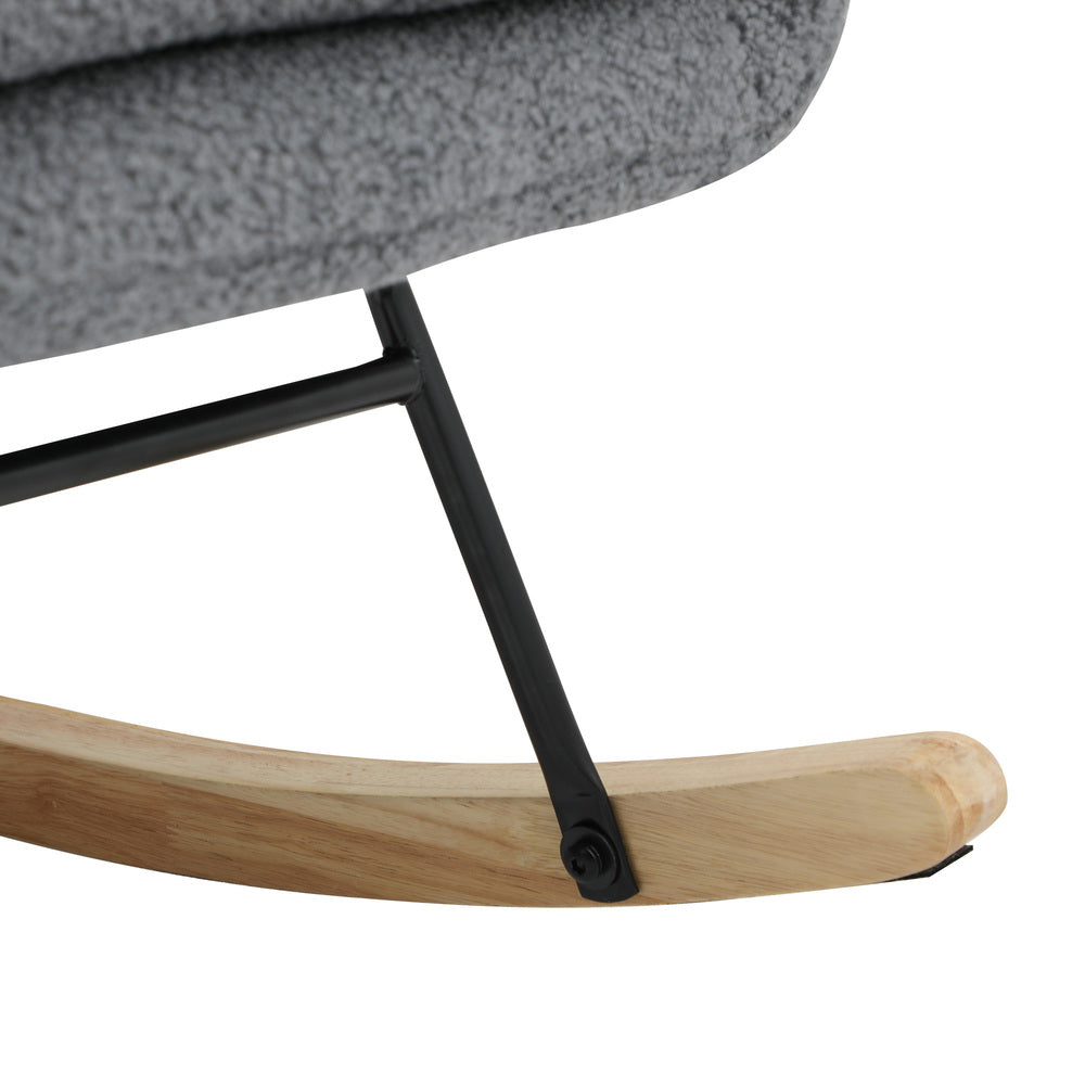 Oikiture Rocking Chair Sherpa With 2 Pillow Grey-Armchair-PEROZ Accessories