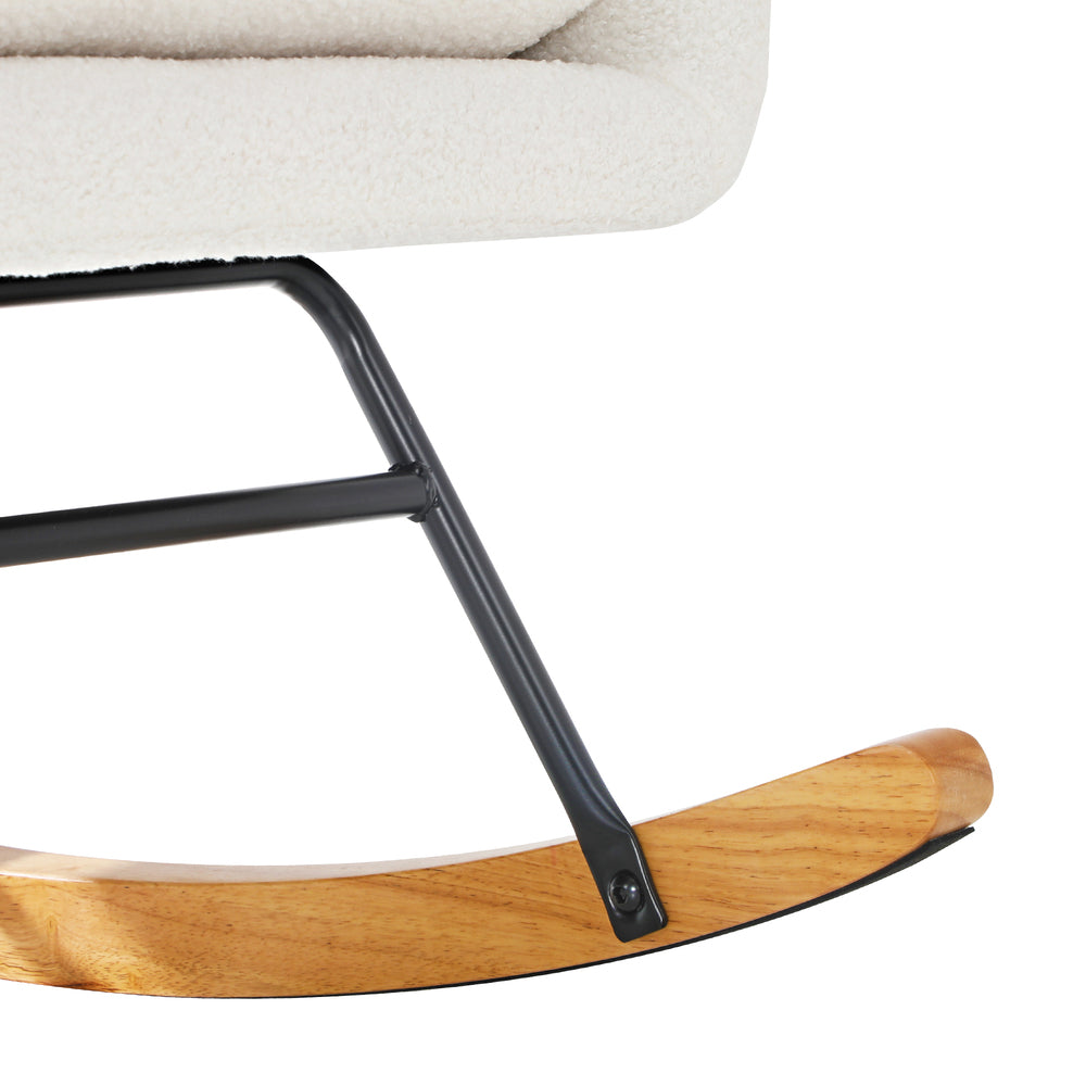 Oikiture Rocking Chair Nursing Armchair Sherpa Accent Chairs With 2 Pillow White-Armchair-PEROZ Accessories