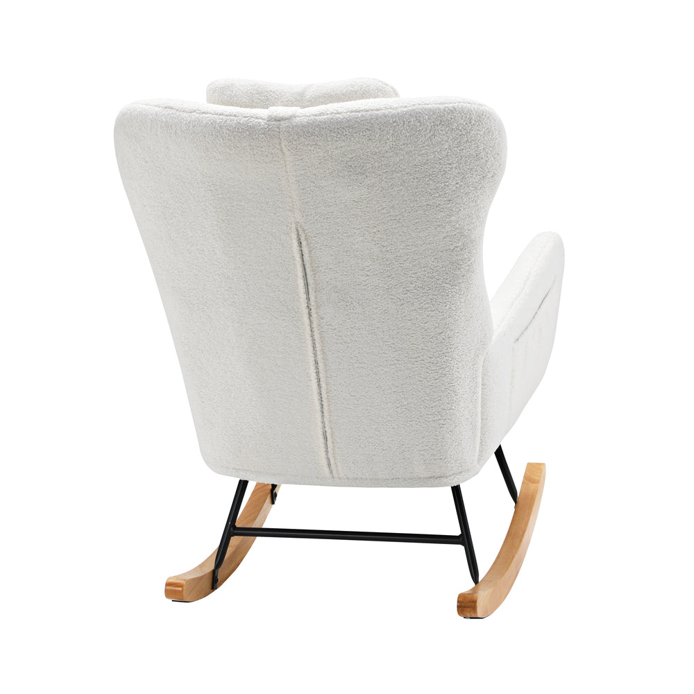 Oikiture 4x Rocking Chair Nursing Armchair Sherpa 2 Pillow White-Armchair-PEROZ Accessories