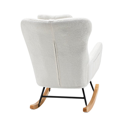 Oikiture 4x Rocking Chair Nursing Armchair Sherpa 2 Pillow White-Armchair-PEROZ Accessories
