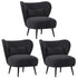 Oikiture 3x Armchair with Lumbar Pillow Wingback Velvet Charcoal-Armchair-PEROZ Accessories