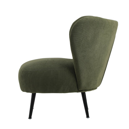Oikiture Lounge Chair with Lumbar Pillow Wingback Velvet Green-Armchair-PEROZ Accessories