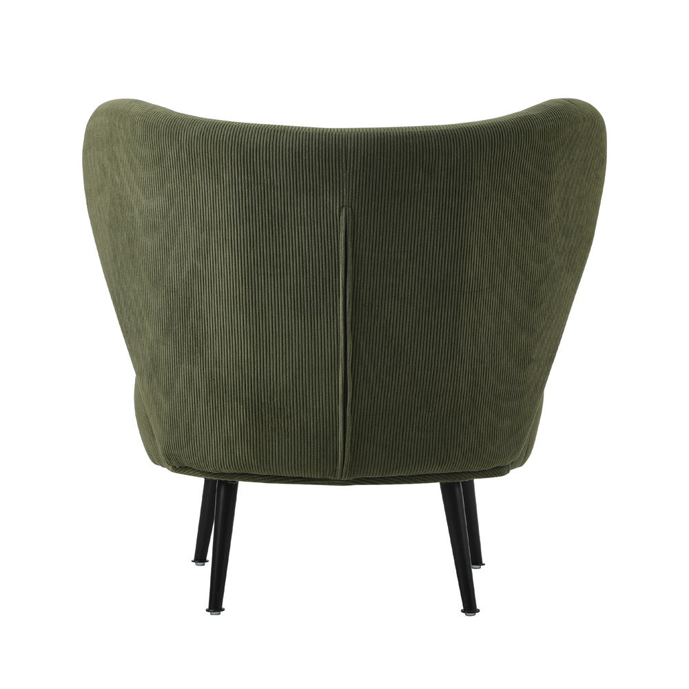 Oikiture Lounge Chair with Lumbar Pillow Wingback Velvet Green-Armchair-PEROZ Accessories