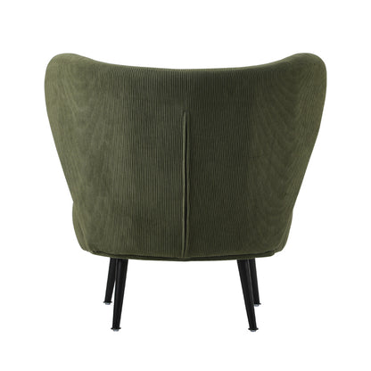Oikiture Lounge Chair with Lumbar Pillow Wingback Velvet Green-Armchair-PEROZ Accessories