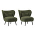 Oikiture 2x Armchair with Lumbar Pillow Wingback Velvet Green-Armchair-PEROZ Accessories