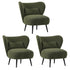 Oikiture 3x Armchair with Lumbar Pillow Wingback Velvet Green-Armchair-PEROZ Accessories