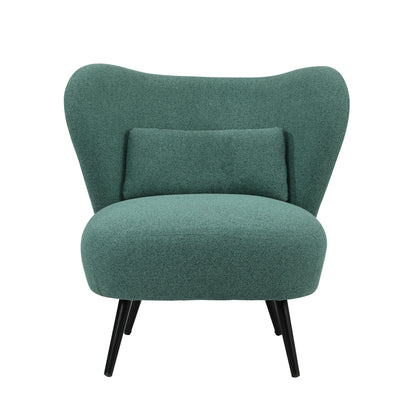 Oikiture Armchair with Lumbar Pillow Wingback Polyester linen Green-Armchair-PEROZ Accessories