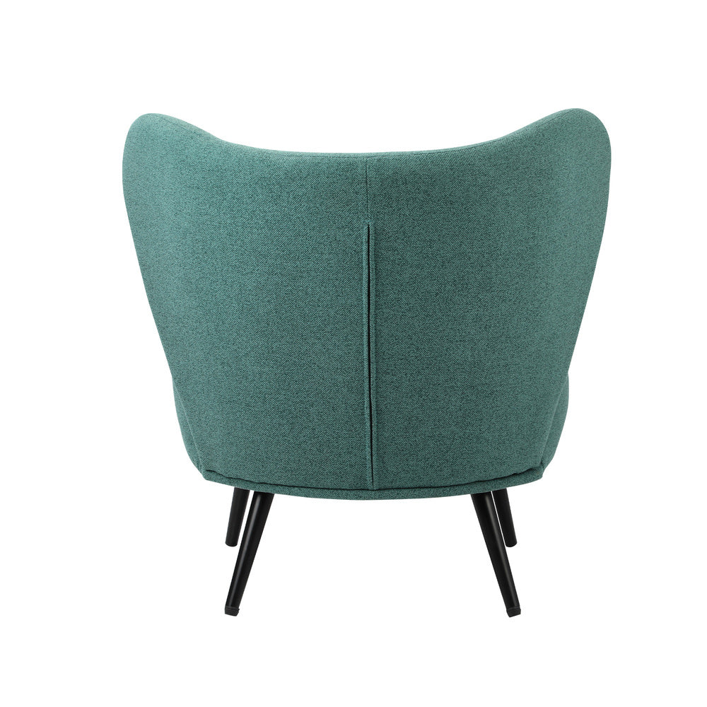 Oikiture Armchair with Lumbar Pillow Wingback Polyester linen Green-Armchair-PEROZ Accessories
