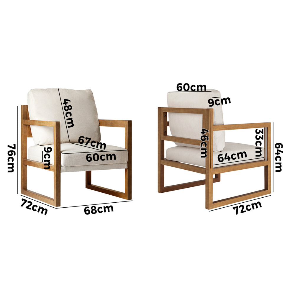 Oikiture Armchair Lounge Sofa Chair Fabric Accent Chairs Tub Armchairs Couches-Armchairs-PEROZ Accessories