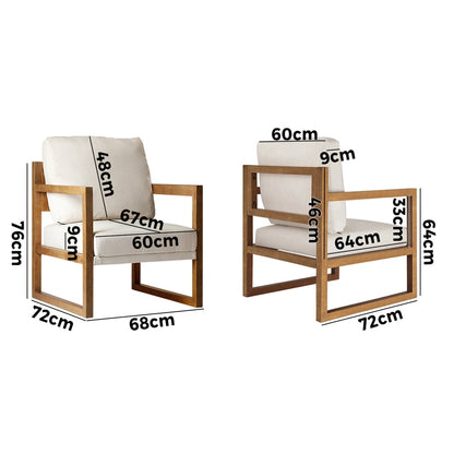 Oikiture 2x Armchair Lounge Sofa Chair Fabric Tub Couches-Armchair-PEROZ Accessories