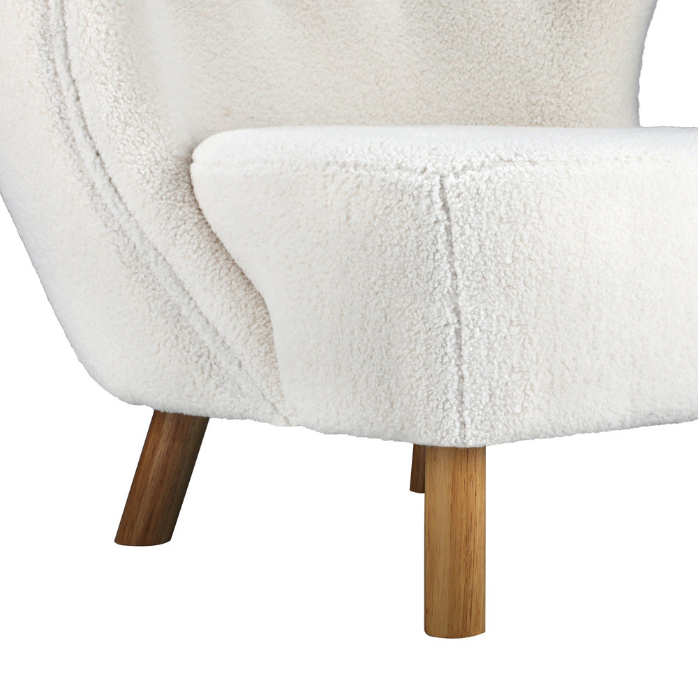Oikiture Armchair Lounge Accent Chair Armchairs Couches Sofa Bedroom Wood White-Armchairs-PEROZ Accessories