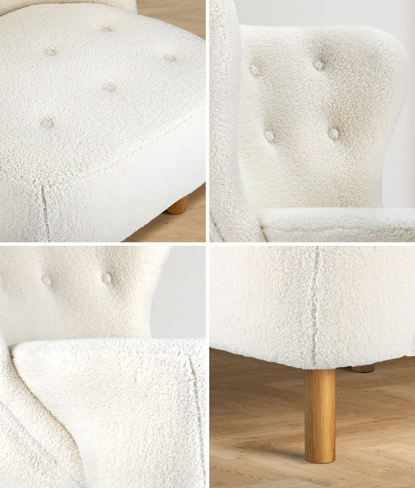 Oikiture Armchair Lounge Accent Chair Armchairs Couches Sofa Bedroom Wood White-Armchairs-PEROZ Accessories