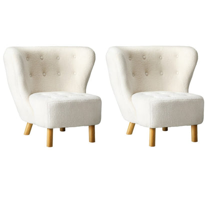 Oikiture 2x Armchair Highback Lounge Couches Sofa Sherpa White-Armchair-PEROZ Accessories