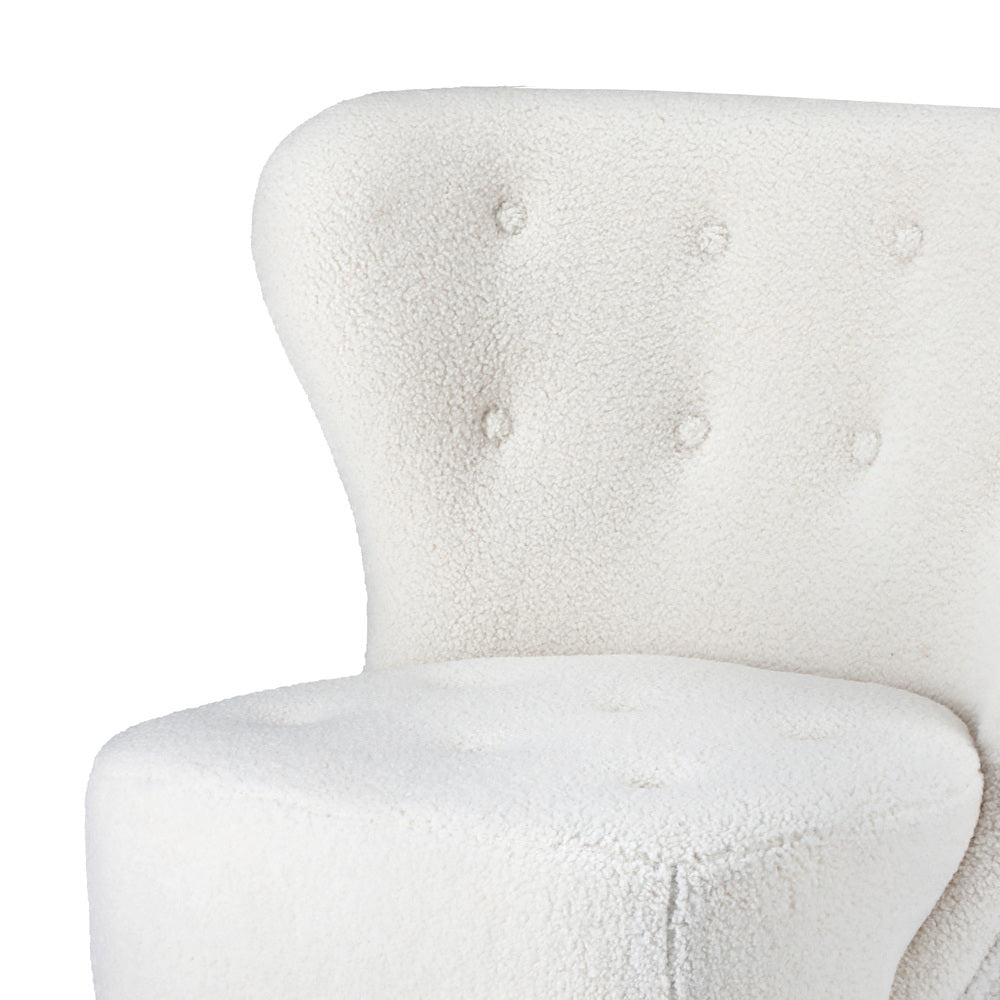 Oikiture 2x Armchair Highback Lounge Couches Sofa Sherpa White-Armchair-PEROZ Accessories