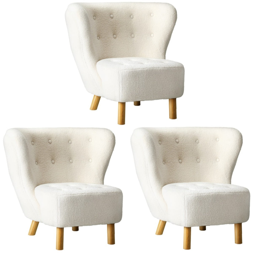 Oikiture 3x Armchair Highback Lounge Couches Sofa Sherpa White-Armchair-PEROZ Accessories
