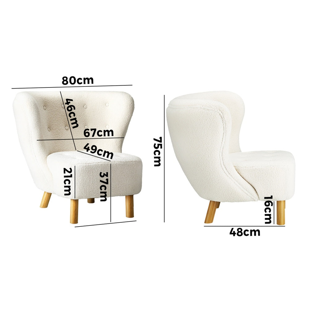 Oikiture 3x Armchair Highback Lounge Couches Sofa Sherpa White-Armchair-PEROZ Accessories