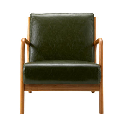 Oikiture Armchair Lounge Chair Couches Sofa Wood PU Green-Armchairs-PEROZ Accessories