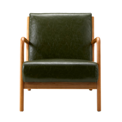 Oikiture Armchair Lounge Chair Couches Sofa Wood PU Green-Armchairs-PEROZ Accessories