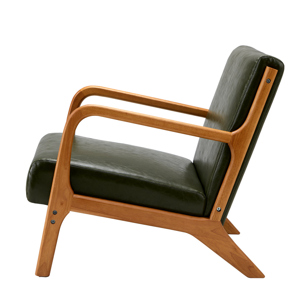 Oikiture Armchair Lounge Chair Couches Sofa Wood PU Green-Armchairs-PEROZ Accessories