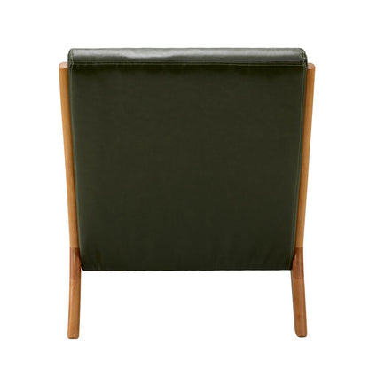 Oikiture Armchair Lounge Chair Couches Sofa Wood PU Green-Armchairs-PEROZ Accessories