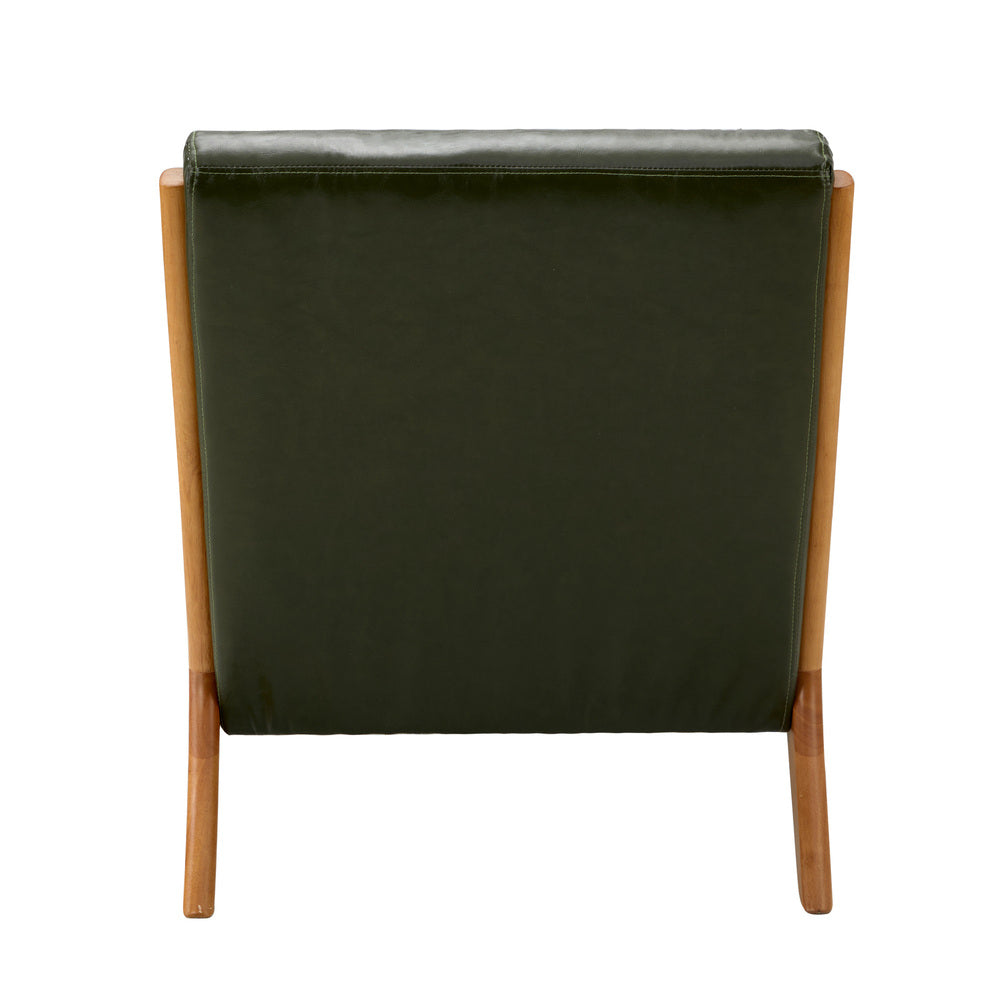 Oikiture Armchair Lounge Chair Couches Sofa Wood PU Green-Armchairs-PEROZ Accessories