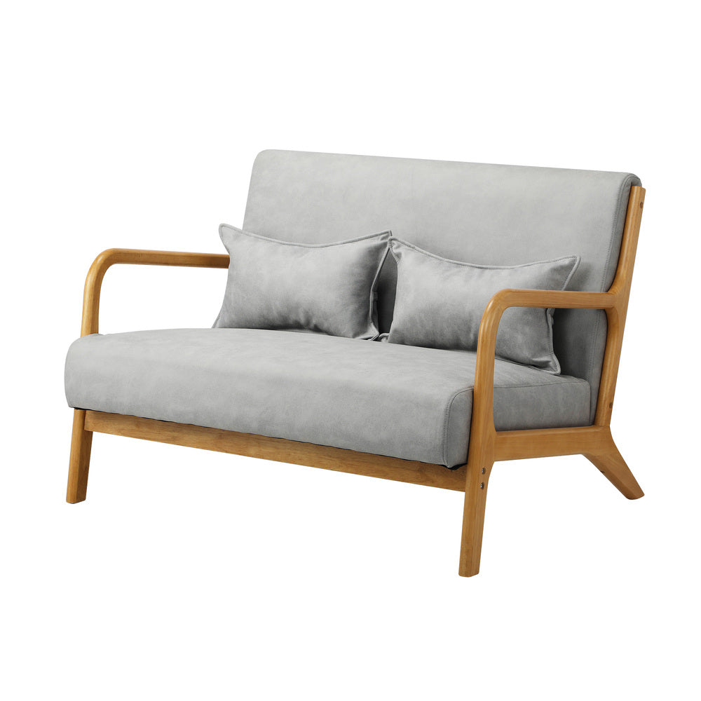 Oikiture 2PCS Armchair Lounge set 1/2 Seater 2 Pillows Fabric Grey-Armchair-PEROZ Accessories