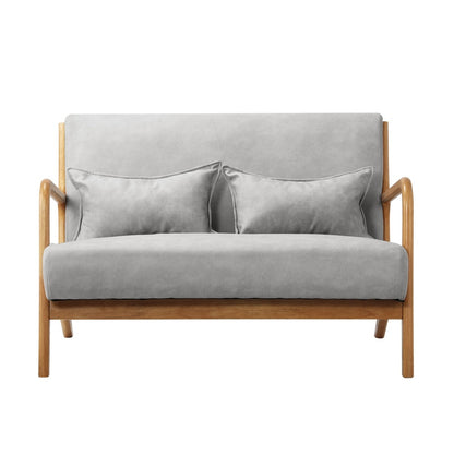 Oikiture 3PCS Armchair Lounge set 1/2 Seater 2 Pillows Fabric Grey-Armchair-PEROZ Accessories
