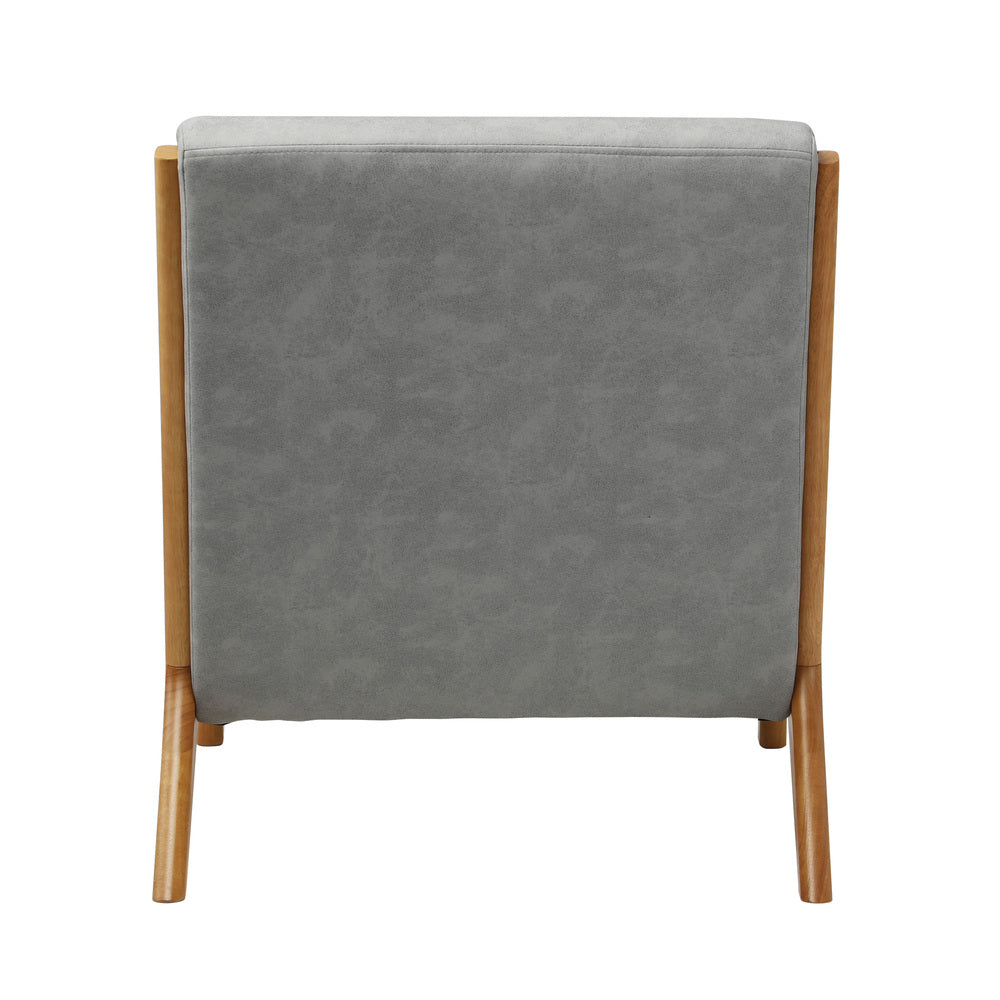Oikiture Armchair Lounge Chair Accent Armchairs Couches Sofa Wood Light Grey-Armchairs-PEROZ Accessories