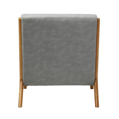 Oikiture Armchair Lounge Chair Accent Armchairs Couches Sofa Wood Light Grey-Armchairs-PEROZ Accessories