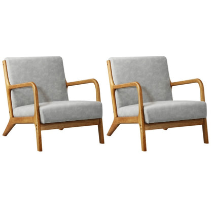 Oikiture 2X Armchair Lounge Chair Couches Sofa Wood Light Grey-Armchair-PEROZ Accessories