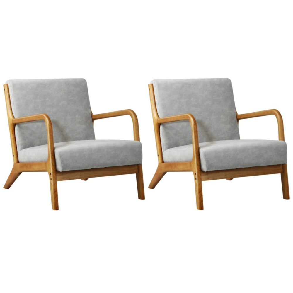 Oikiture 2X Armchair Lounge Chair Couches Sofa Wood Light Grey-Armchair-PEROZ Accessories