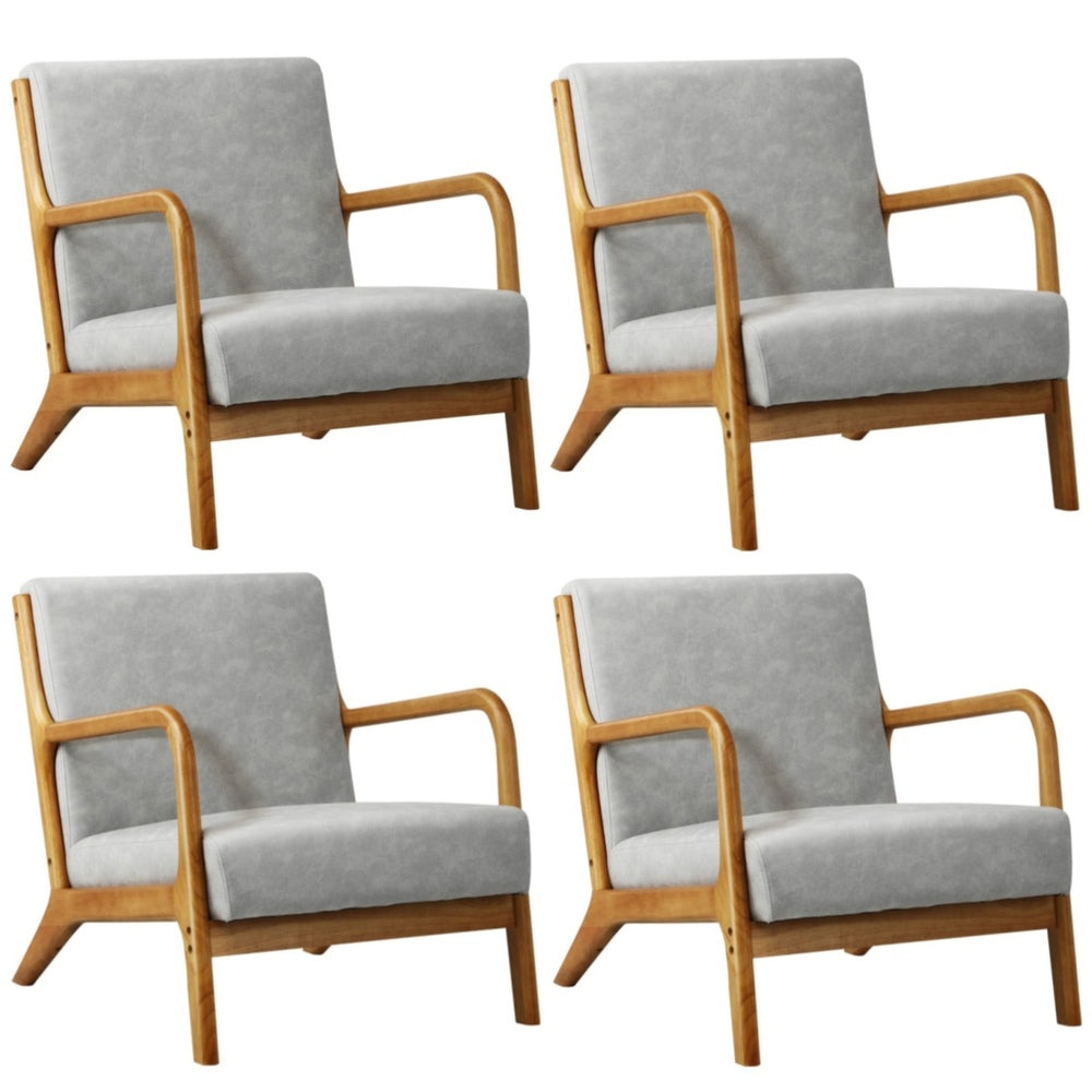 Oikiture 4X Armchair Lounge Chair Couches Sofa Wood Light Grey-Armchair-PEROZ Accessories
