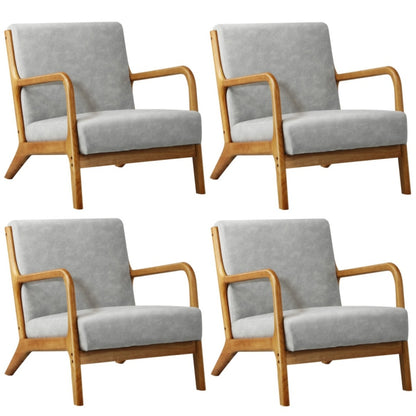 Oikiture 4X Armchair Lounge Chair Couches Sofa Wood Light Grey-Armchair-PEROZ Accessories