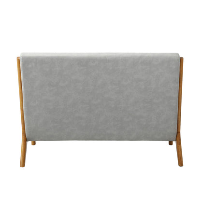 Oikiture Armchair Lounge Chair 2 Seater Accent Couch Sofa Fabric Grey Pillows-Chair &amp; Sofa Cushions-PEROZ Accessories