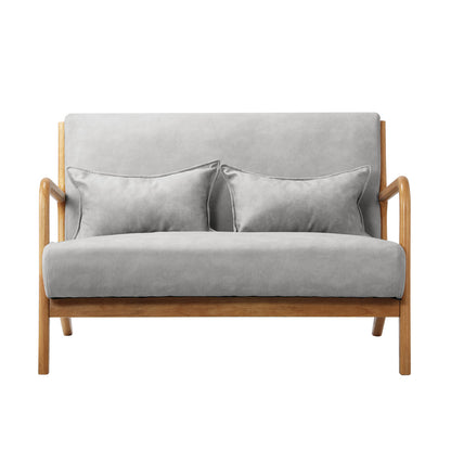 Oikiture 2X Armchair Lounge Chair 2 Seater Fabric Grey Pillows-Armchair-PEROZ Accessories