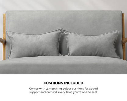 Oikiture 2X Armchair Lounge Chair 2 Seater Fabric Grey Pillows-Armchair-PEROZ Accessories