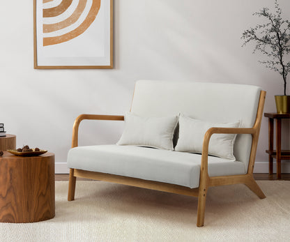 Oikiture Armchair Lounge Chair Accent Couch Sofa Pillows 2 Seater Fabric Beige-Chair &amp; Sofa Cushions-PEROZ Accessories
