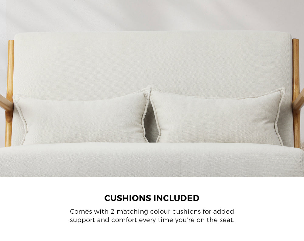 Oikiture Armchair Lounge Chair Accent Couch Sofa Pillows 2 Seater Fabric Beige-Chair &amp; Sofa Cushions-PEROZ Accessories