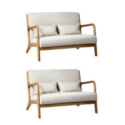 Oikiture 2X Armchair Lounge Chair Wood Light Beige-Armchair-PEROZ Accessories
