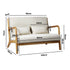 Oikiture 2X Armchair Lounge Chair Wood Light Beige-Armchair-PEROZ Accessories