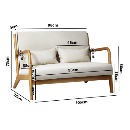 Oikiture 3X Armchair Lounge Chair Wood Light Beige-Armchair-PEROZ Accessories