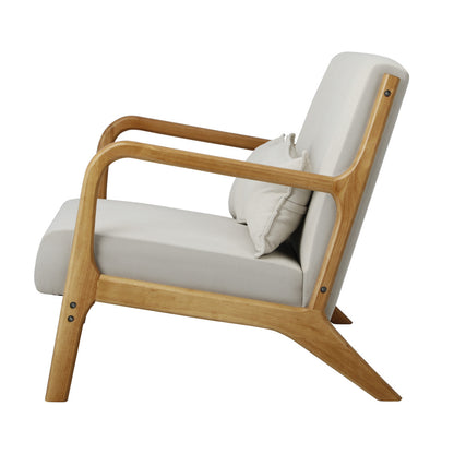 Oikiture 3X Armchair Lounge Chair Wood Light Beige-Armchair-PEROZ Accessories
