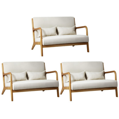 Oikiture 3X Armchair Lounge Chair Wood Light Beige-Armchair-PEROZ Accessories