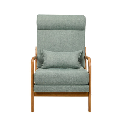 Oikiture Armchair Linen Fabric Lounge Chair with Lumbar Pillow Green-Armchair-PEROZ Accessories