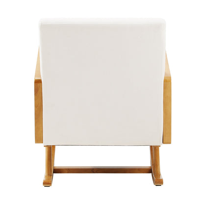 Oikiture 3x Rocking Chair Nursing Armchair Linen PE Rattan Beige-Armchair-PEROZ Accessories