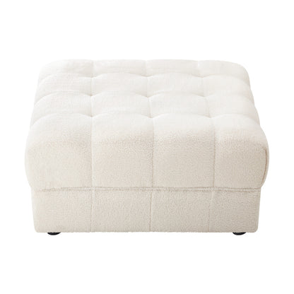 Oikiture 1 Seater Boucle Modular Ottoman Lounge Chair Armless White-Armchair-PEROZ Accessories