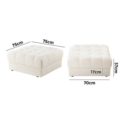 Oikiture 1 Seater Boucle Modular Ottoman Lounge Chair Armless White-Armchair-PEROZ Accessories