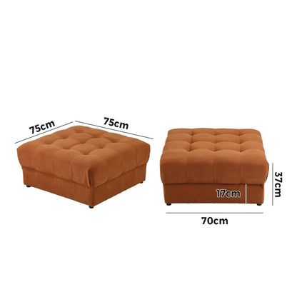 Oikiture 1 Seater Velvet Modular Ottoman Armless TOFU Brown-Armchair-PEROZ Accessories