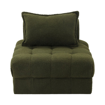 Oikiture 1 Seater Boucle Modular Sofa Armless TOFU Back Green-Sofa-PEROZ Accessories